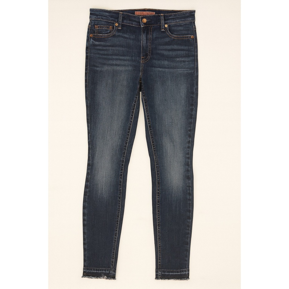 7 FOR ALL MANKIND The Ankle Skinny Jeans Raw Hem Size 27x 32L Dark Wash